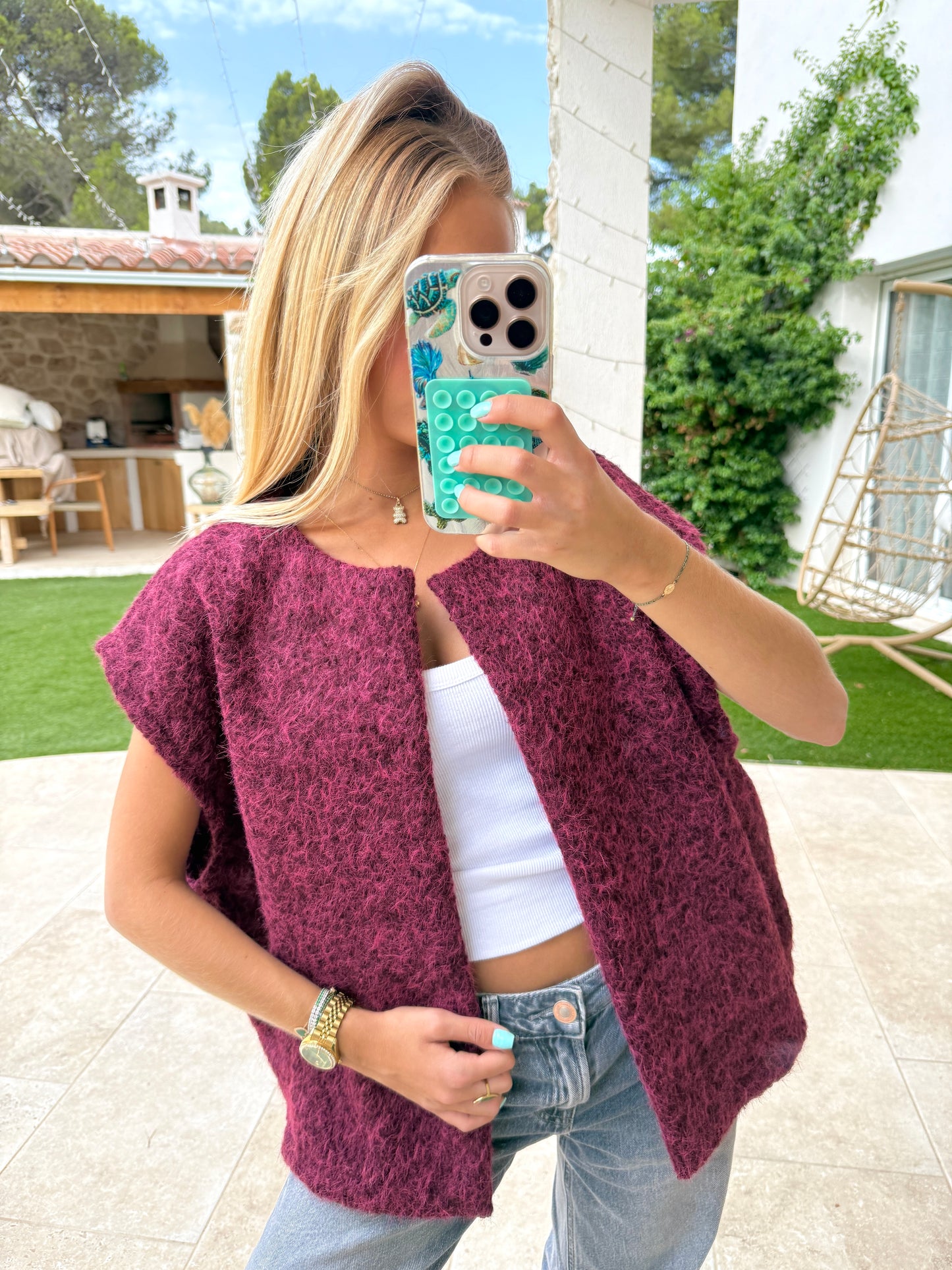 Veste sans manches bordeaux
