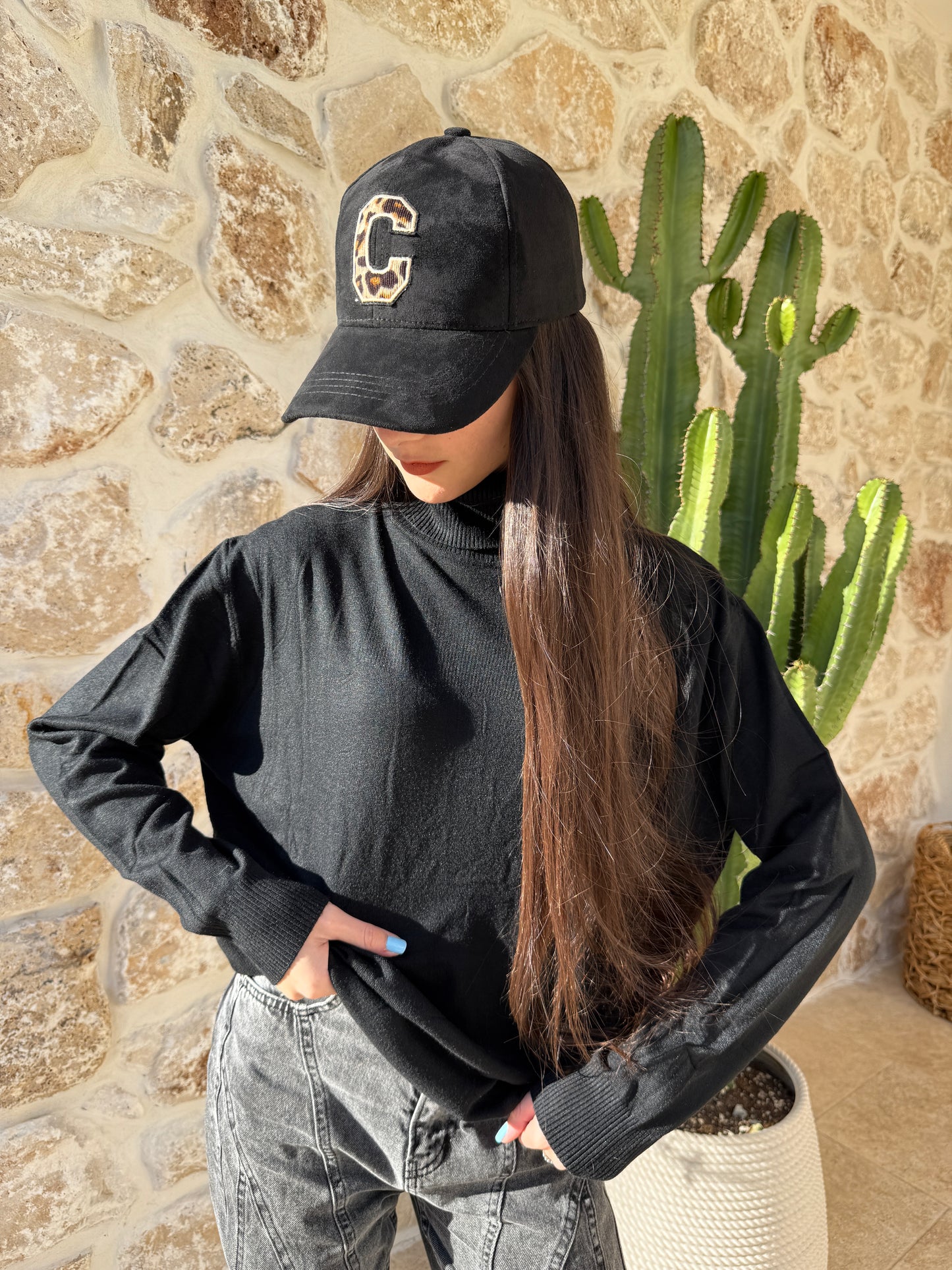 Pull col roulé noir