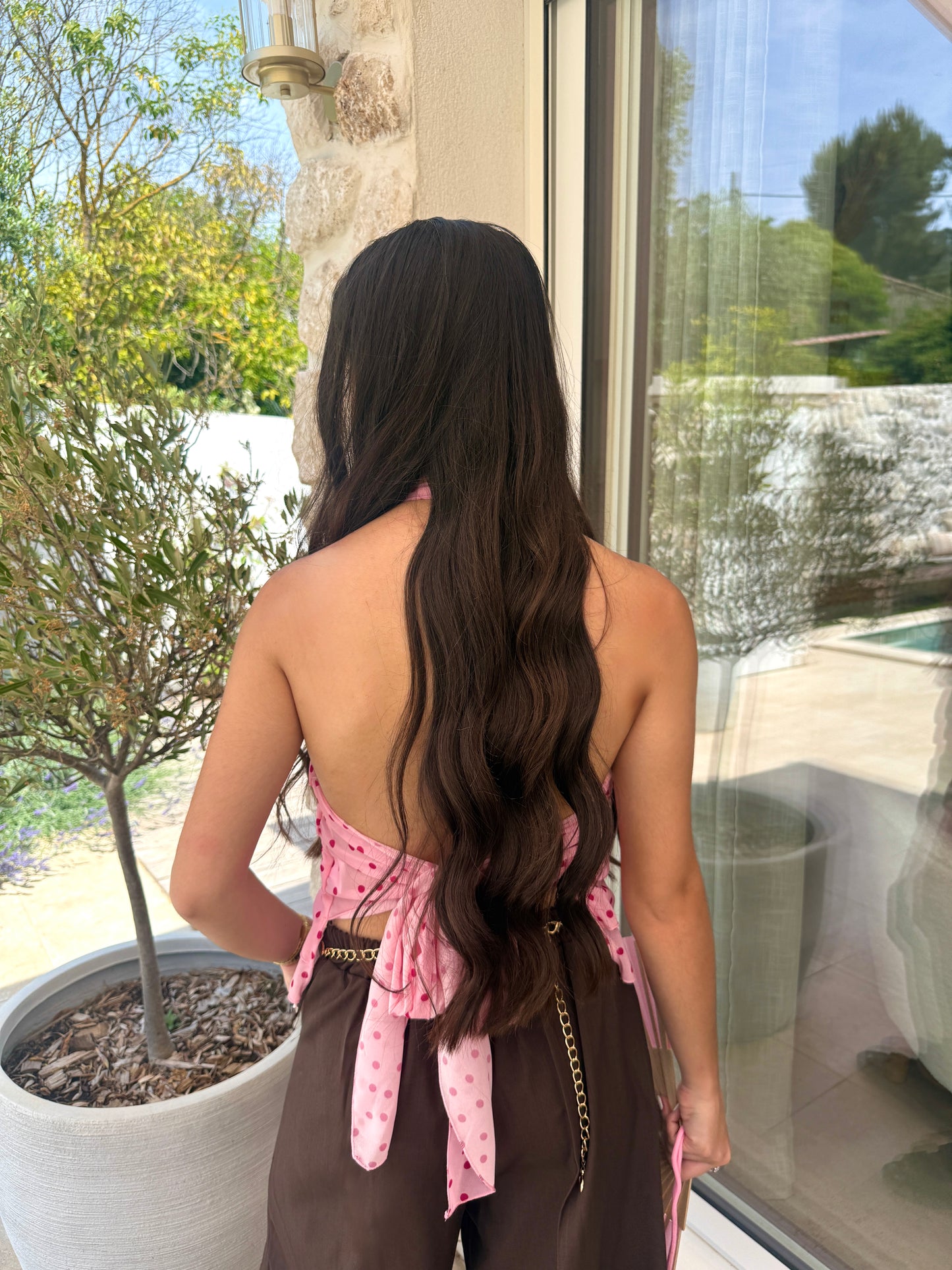 Top à pois rose