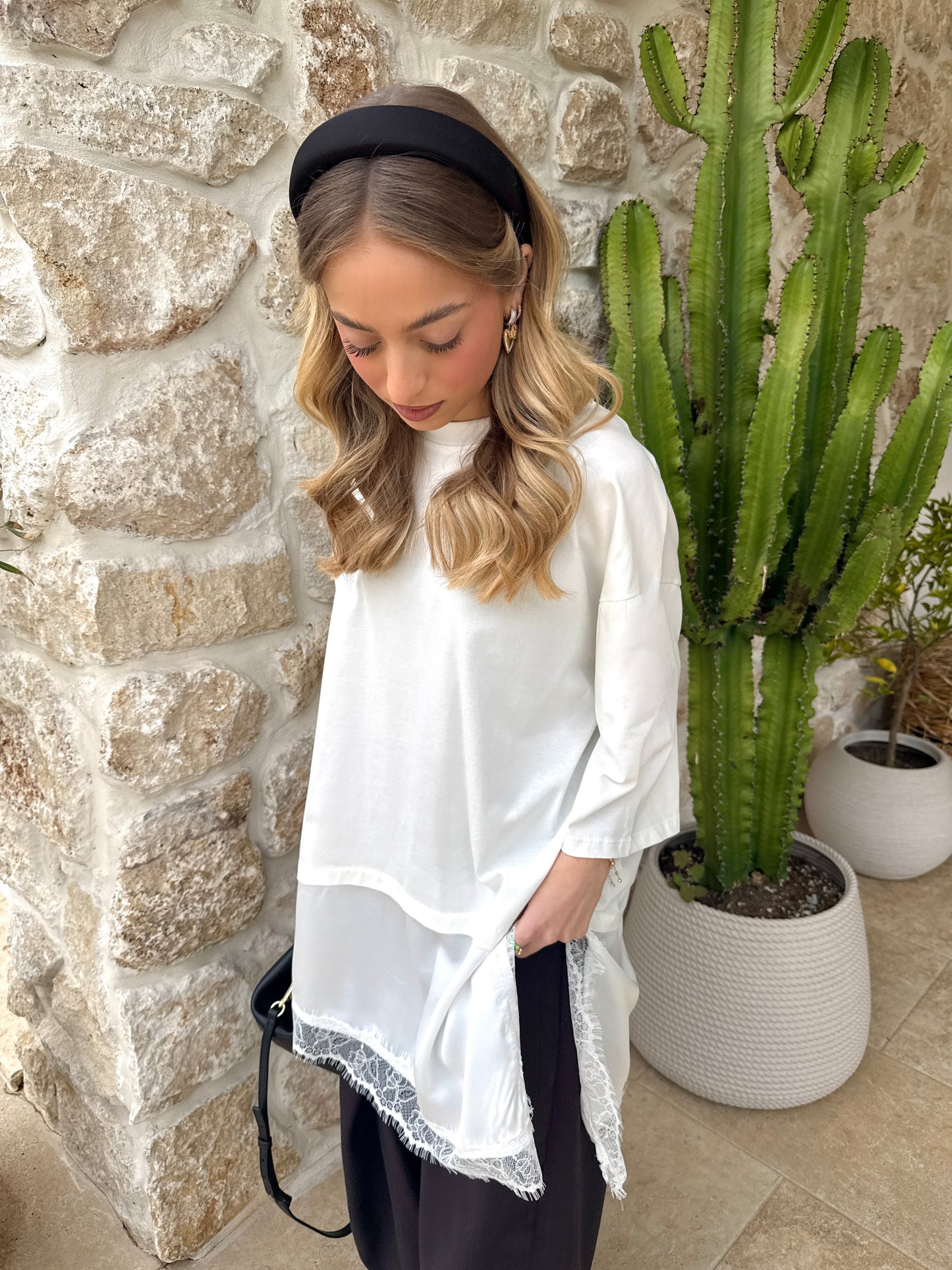 T-shirt dentelle blanc