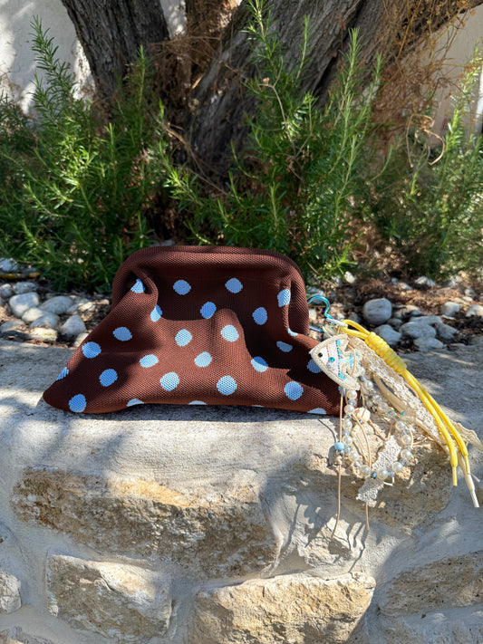 Pochette à pois bleu