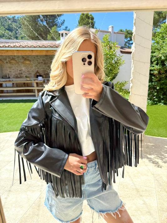Veste à frange noir