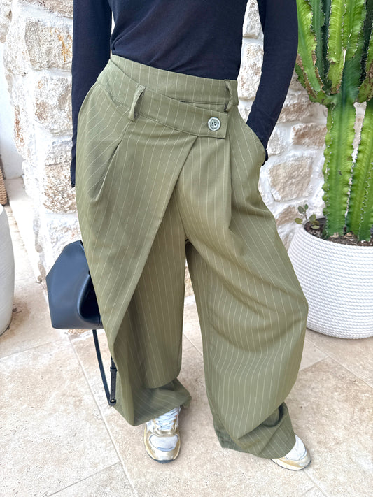 Pantalon à rayures kaki
