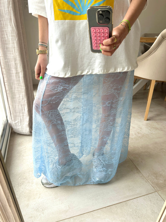 Jupe dentelle bleu