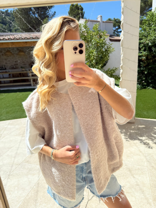 Veste sans manches beige