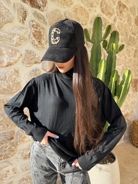 Pull col roulé noir