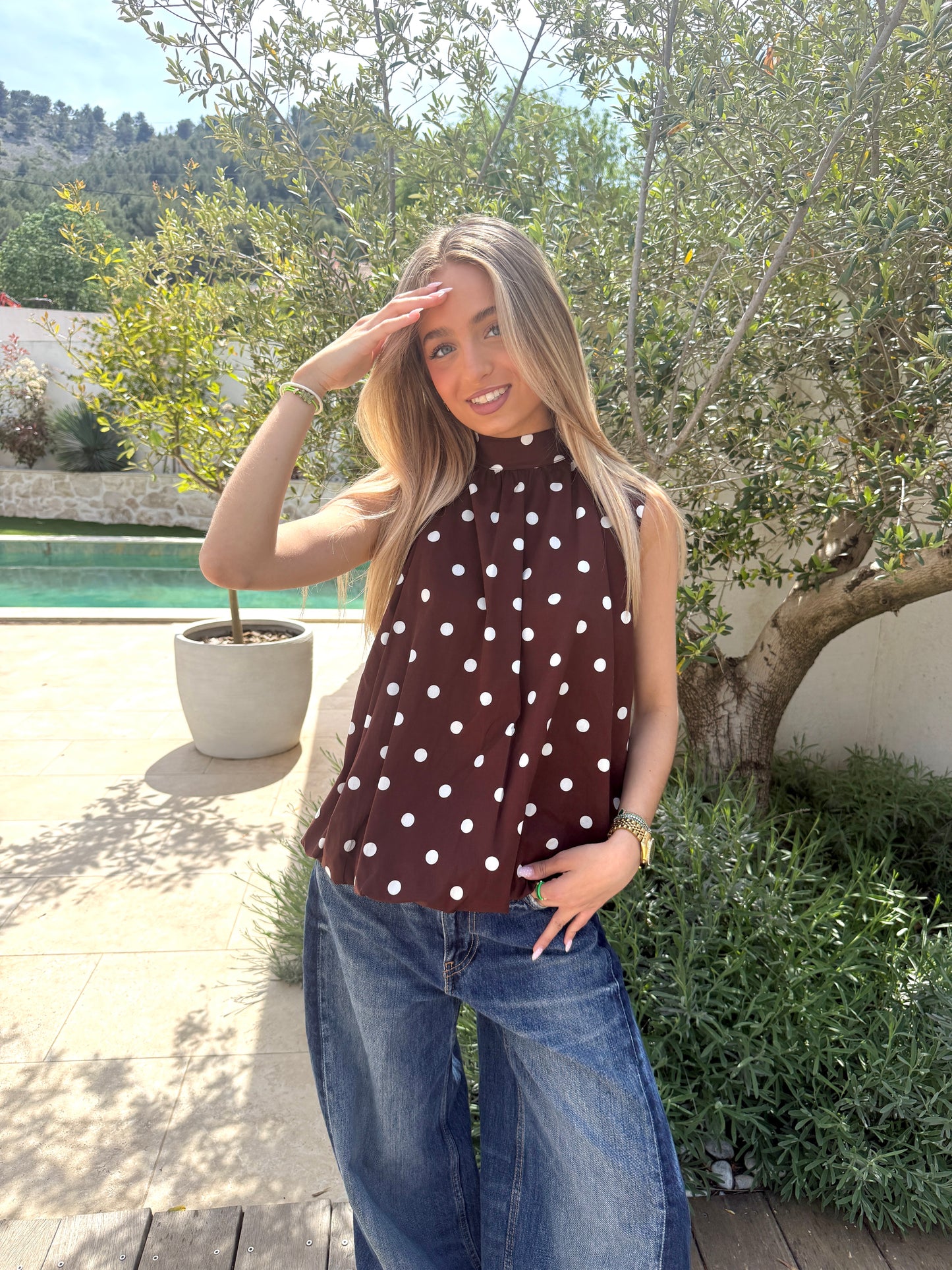 Blouse à pois chocolat