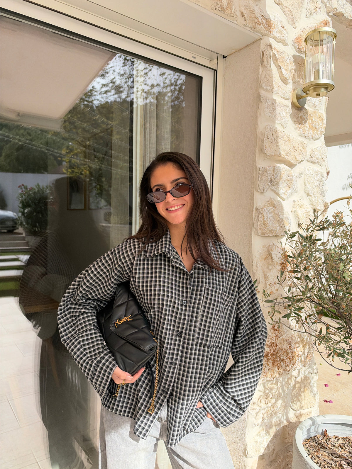 Chemise à carreaux noir
