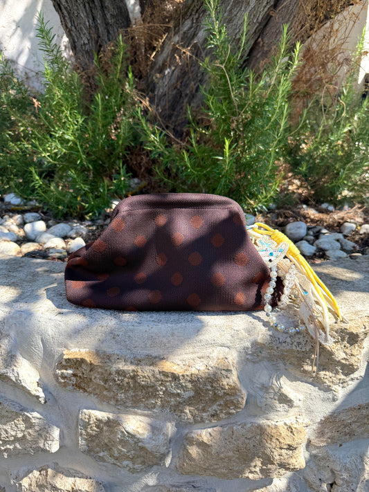 Pochette à pois chocolat