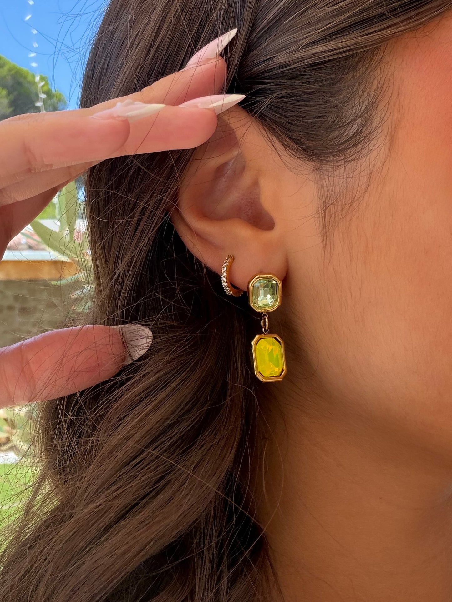 Boucles d’oreilles diamant vert