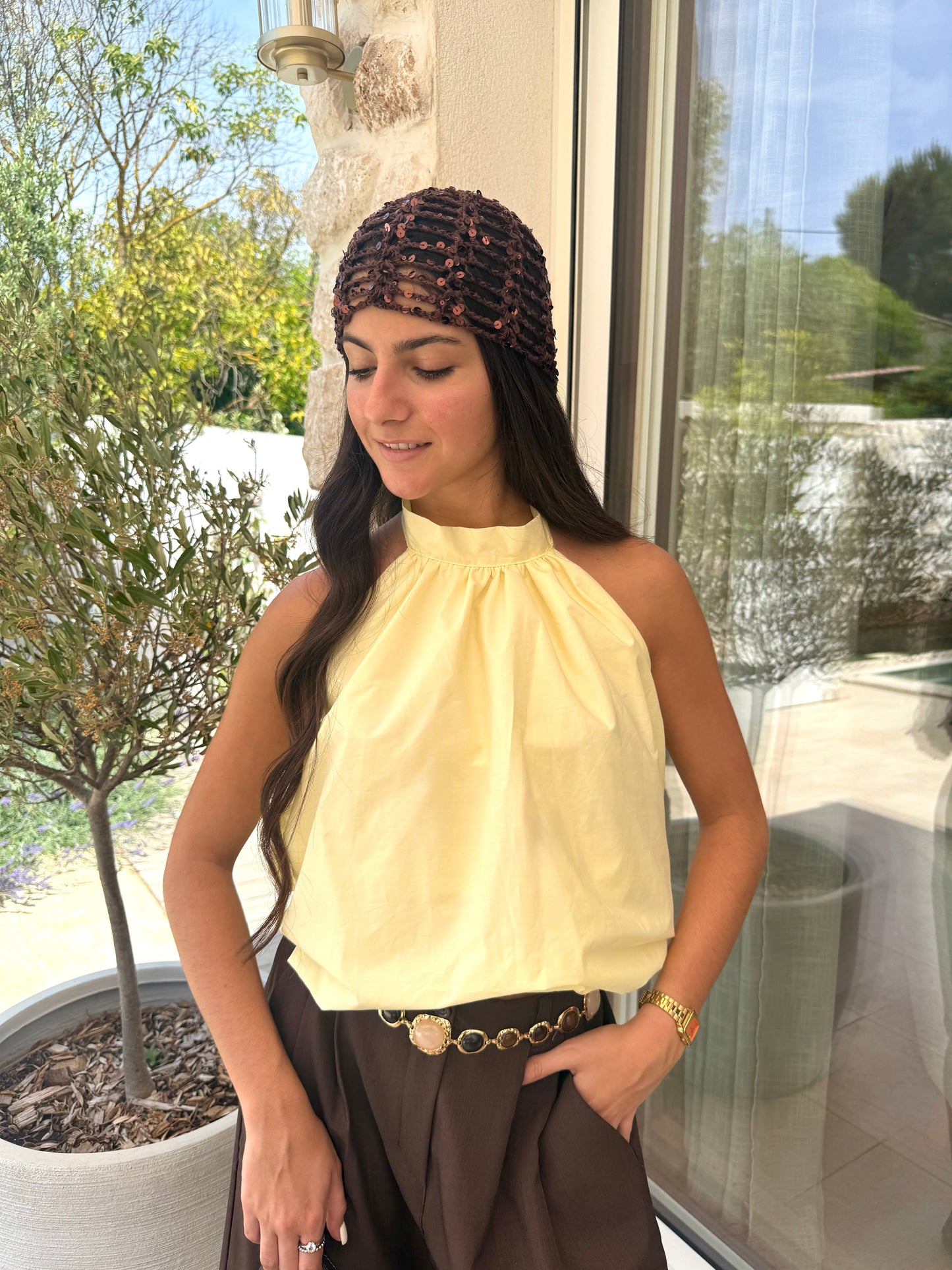 Top bouffant jaune
