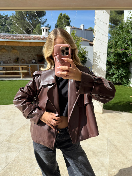 Veste manches bouffante marron