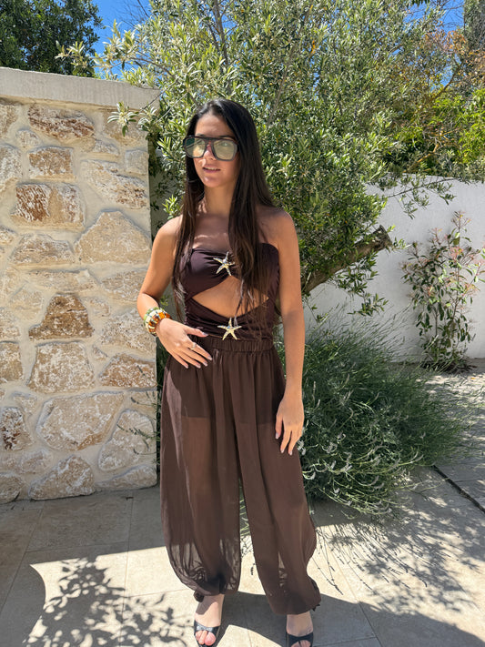Pantalon ballon transparent chocolat