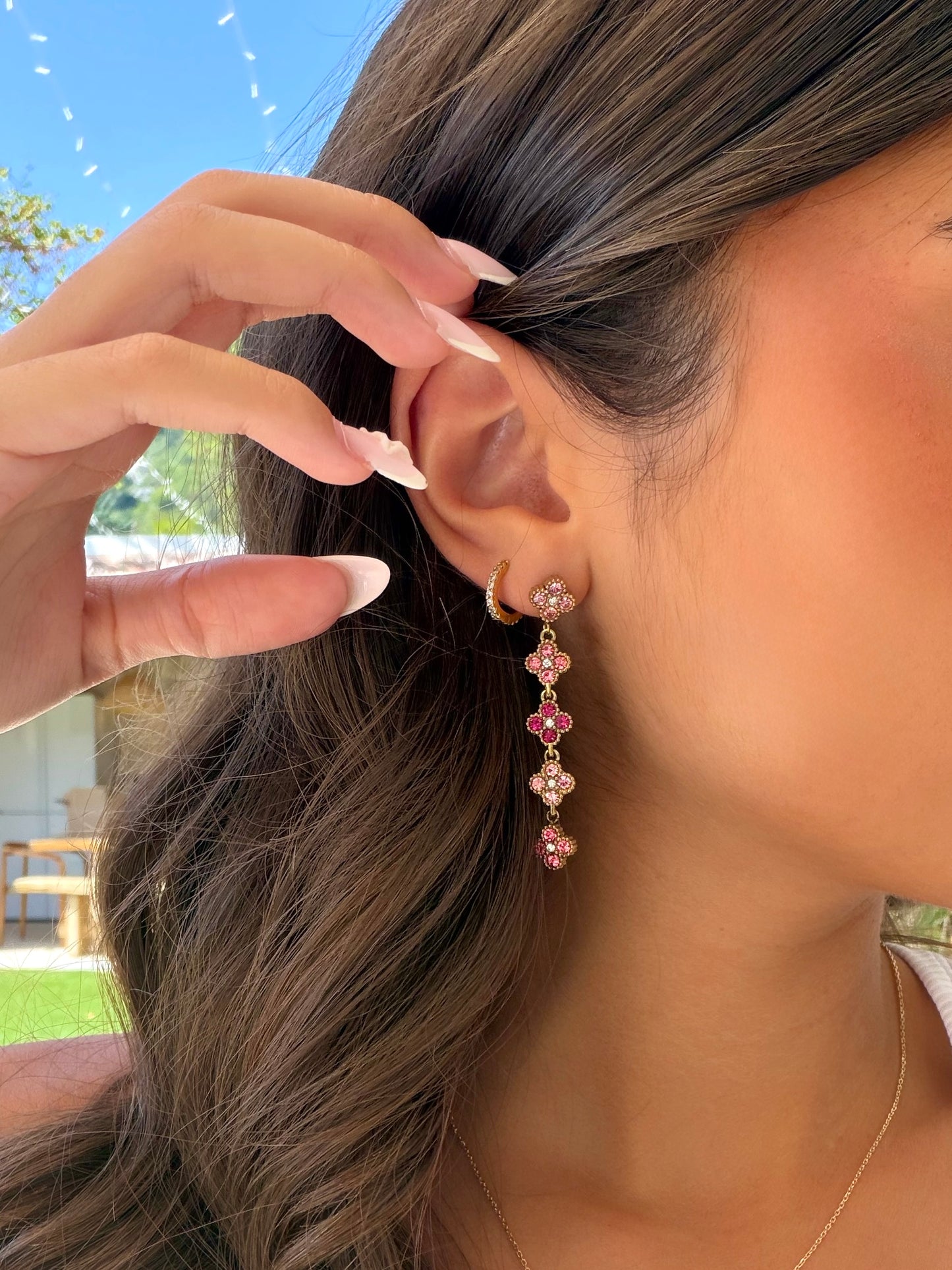 Boucles d’oreilles fleurs rose