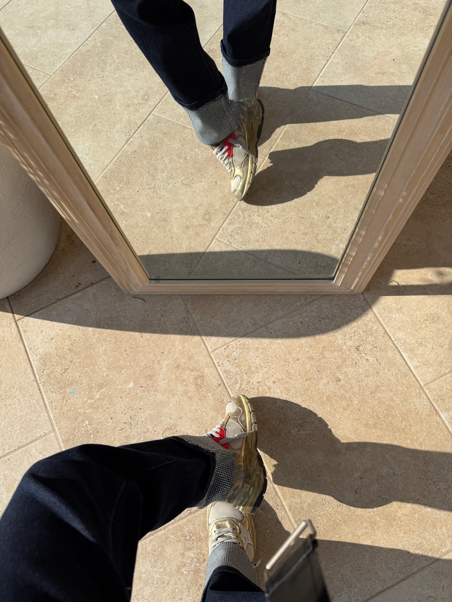 Jean à strass bleu ￼