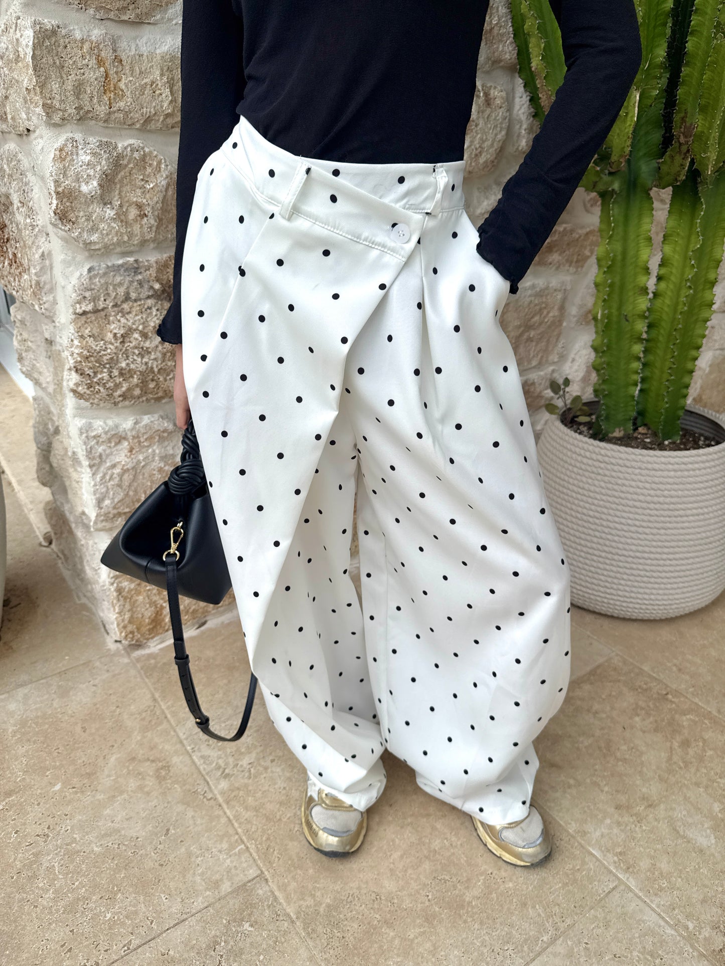 Pantalon à pois blanc