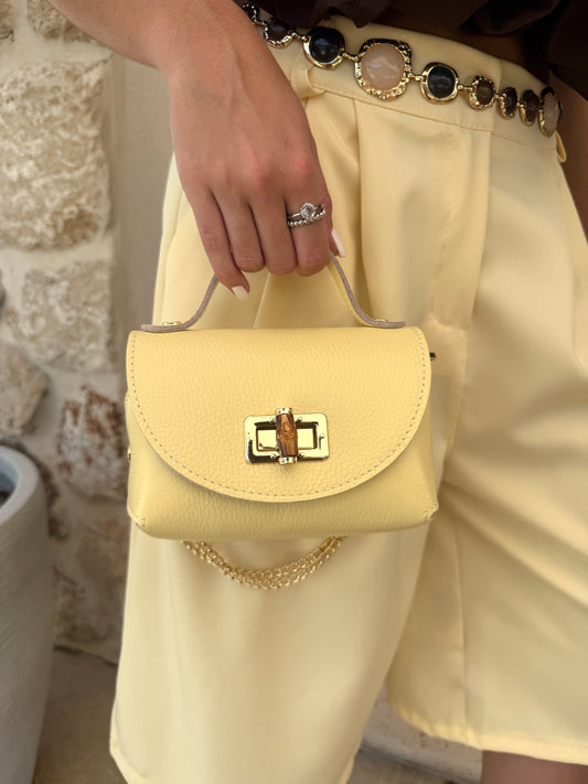 Sac en cuir véritable jaune