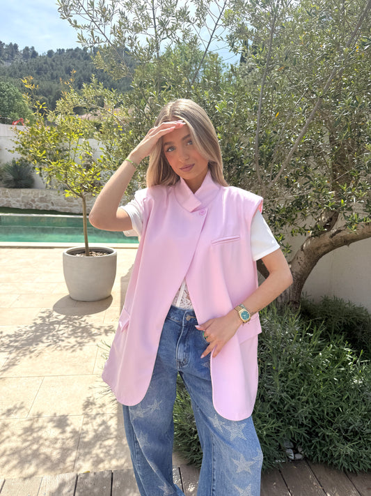 Blazer sans manche rose