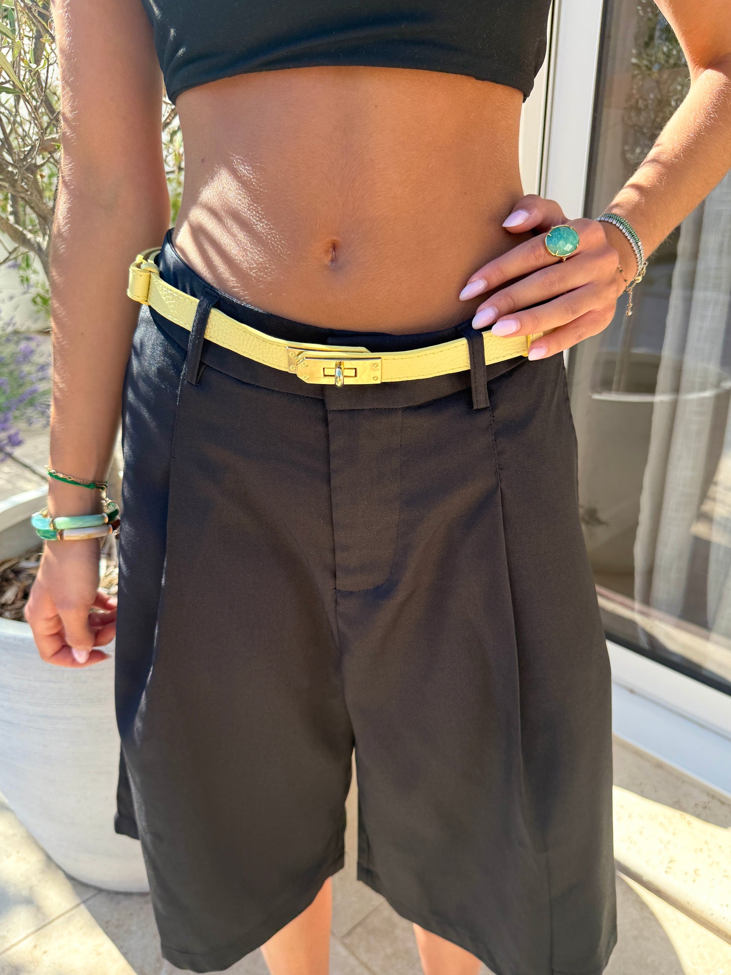 Ceinture en cuir jaune
