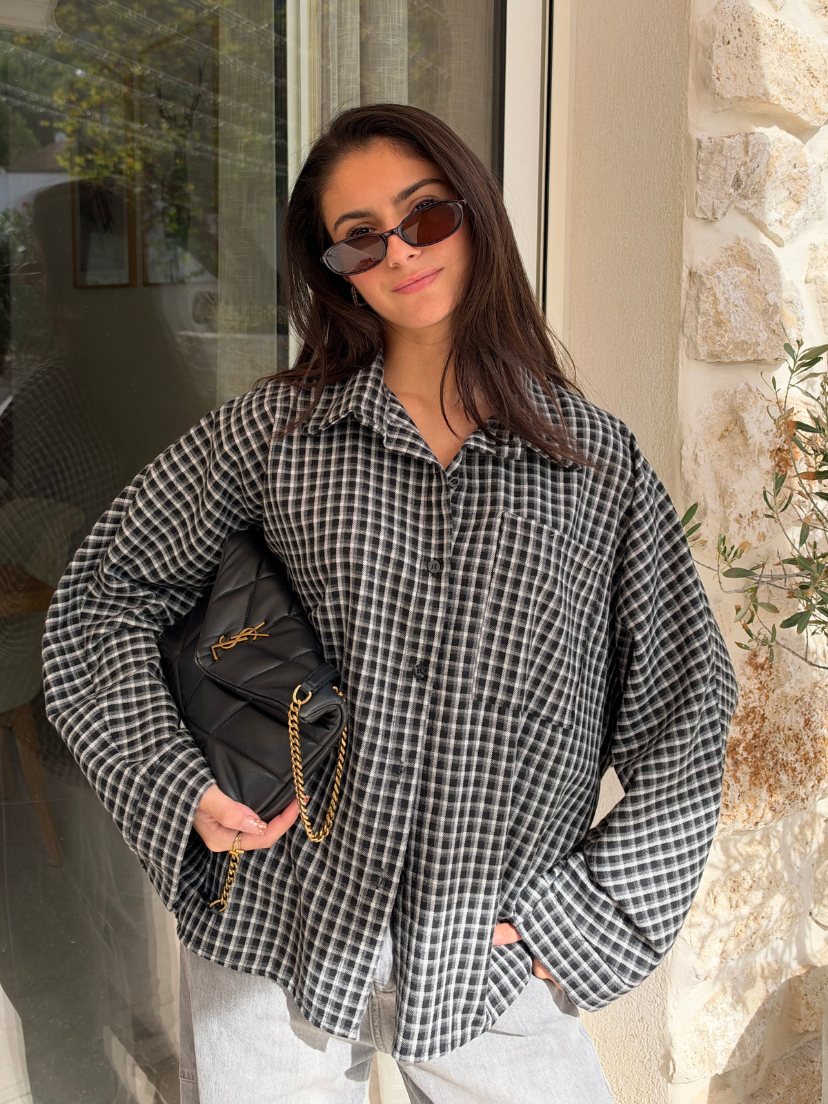 Chemise à carreaux noir