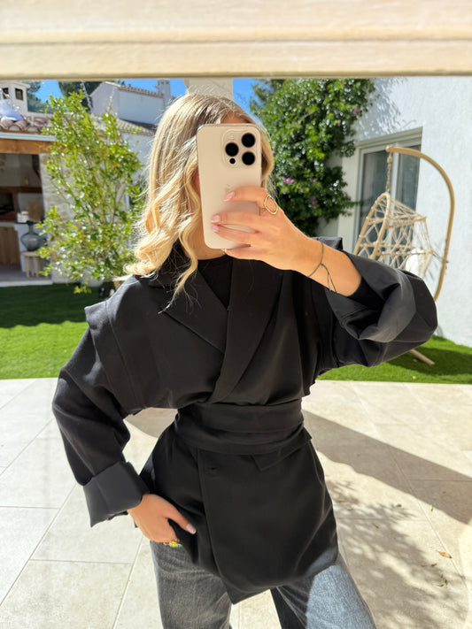 Blazer avec ceinture noir