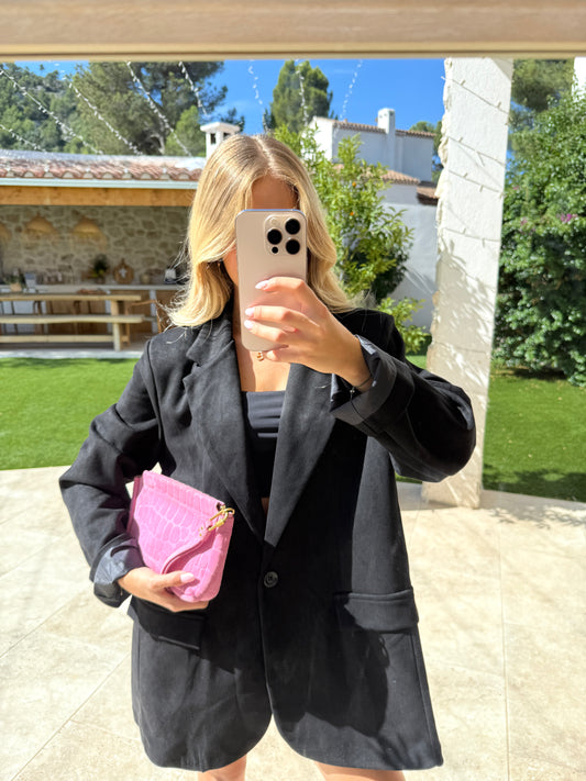 Blazer en daim noir ￼