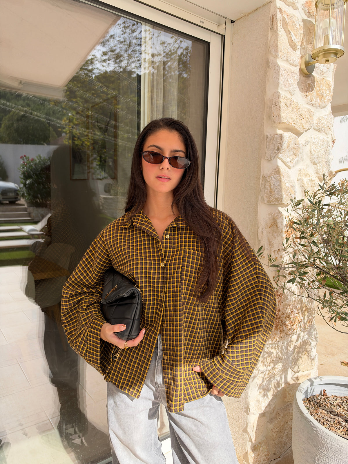Chemise a carreaux jaune