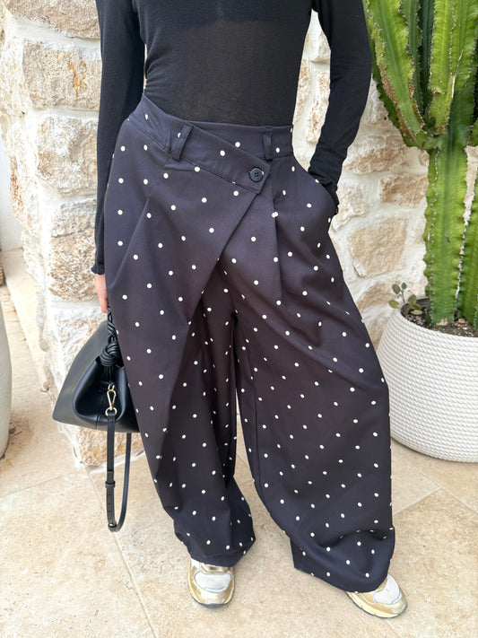 Pantalon à pois noir