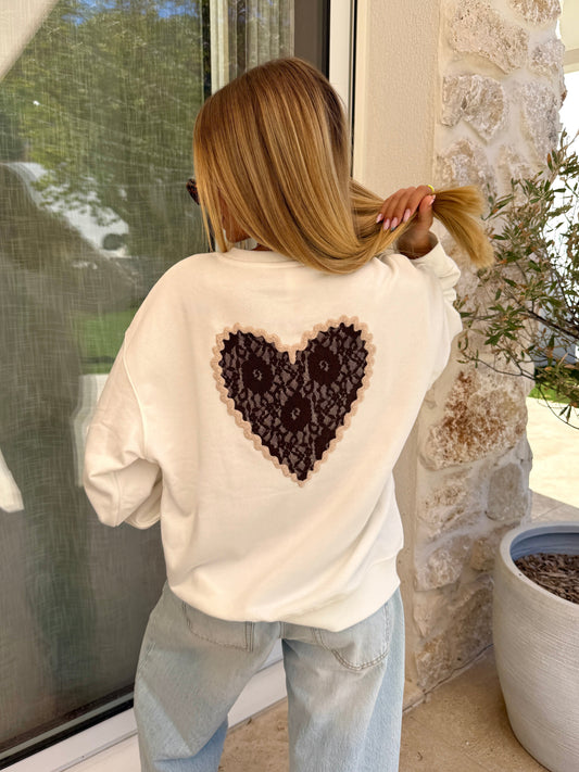 Pull cœur blanc
