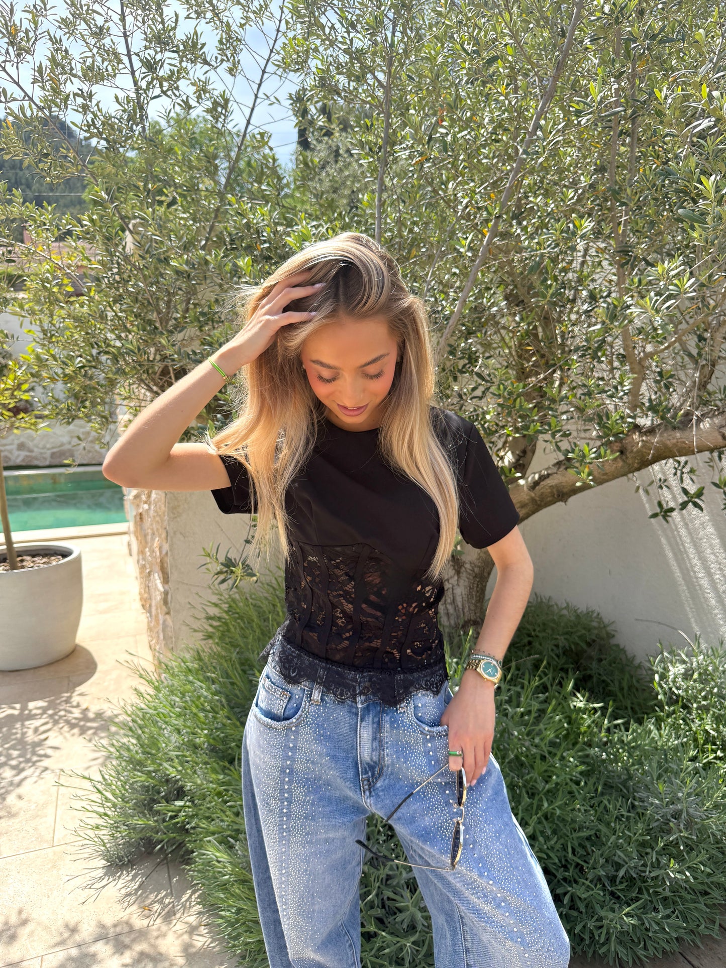 T-shirt corset noir