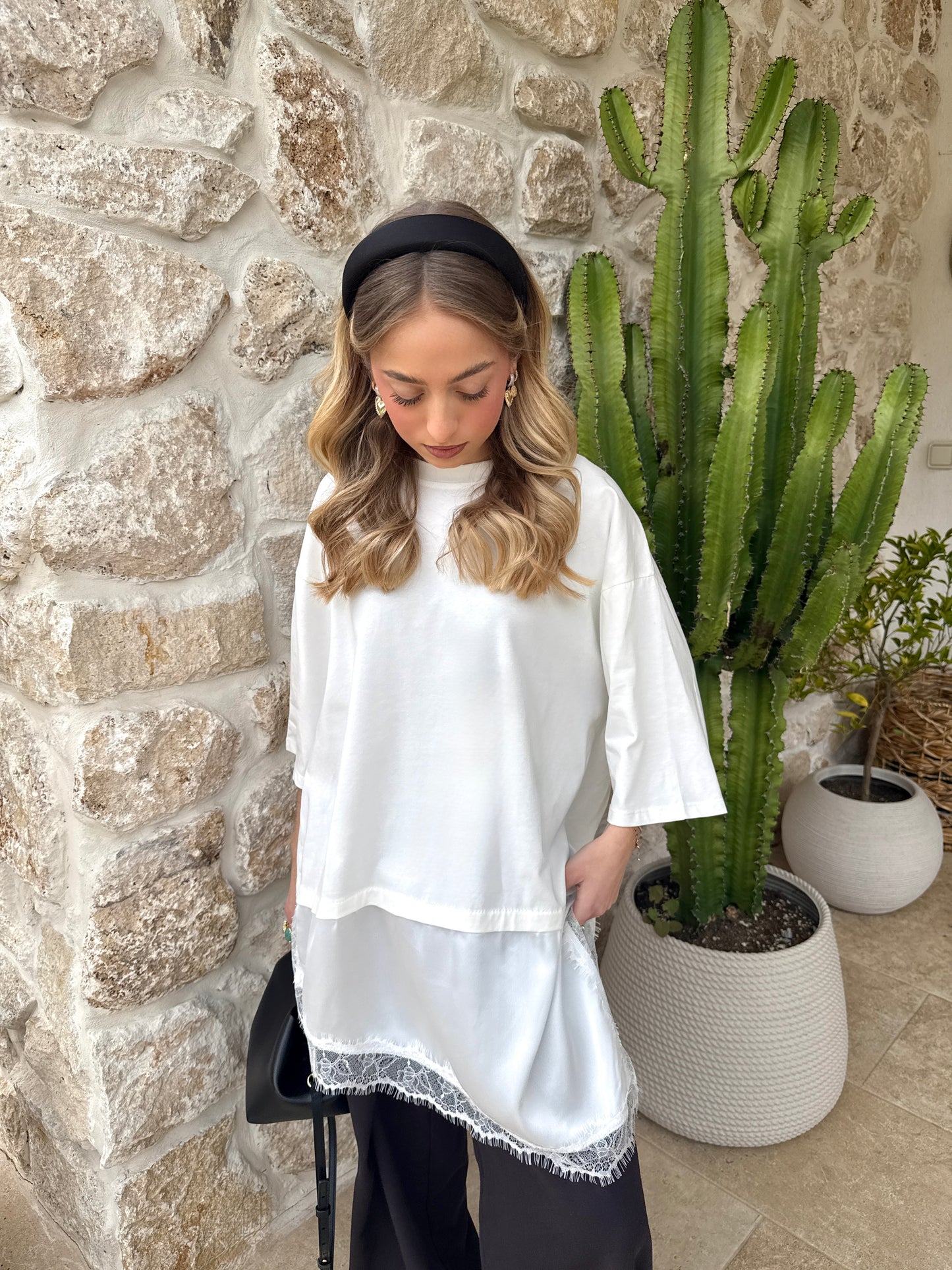 T-shirt dentelle blanc