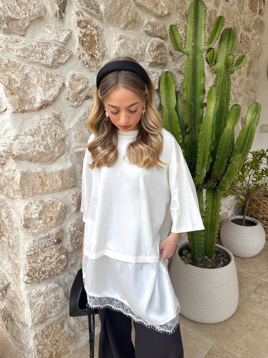 T-shirt dentelle blanc