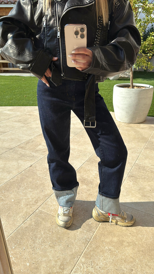 Jean à strass bleu ￼