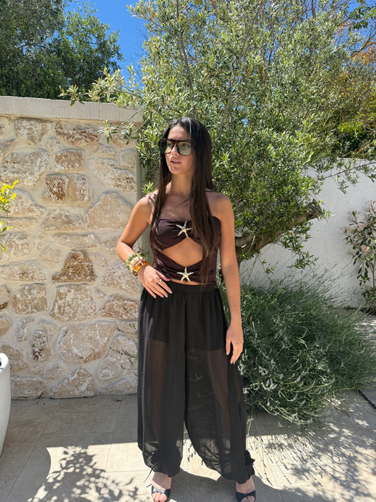 Pantalon ballon transparent noir