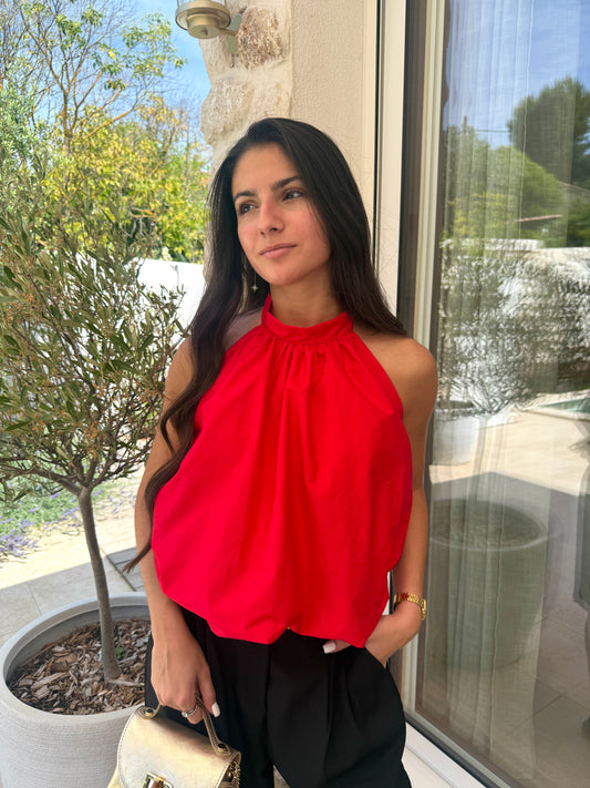 Top bouffant rouge